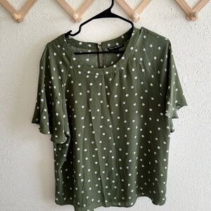 Sara Michelle Green Polka Dot Blouse
